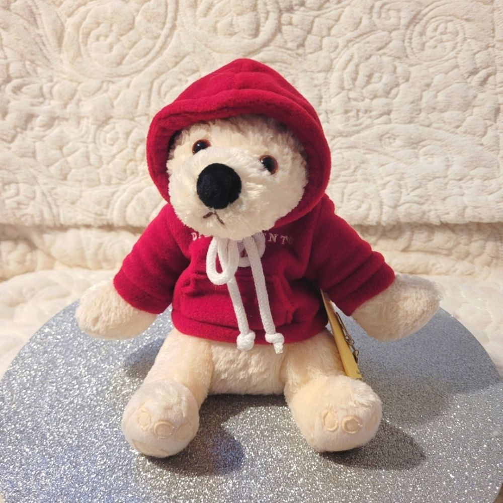 VTG Department 56 Holiday Christmas Bear and 2003 Village Pin Set Red Hoodie